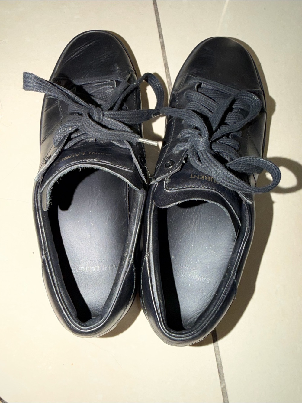 Saint Laurent WOMENS Black Leather Sneakers classic 37 size - Picture 2 of 5